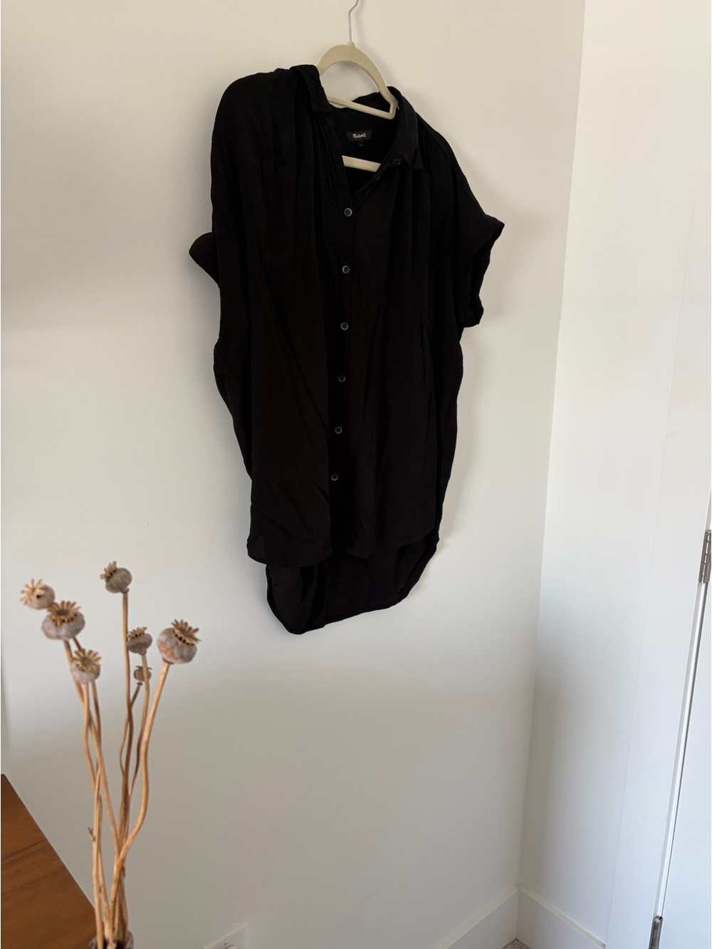 Madewell Black Short Sleeve Button Down Blouse